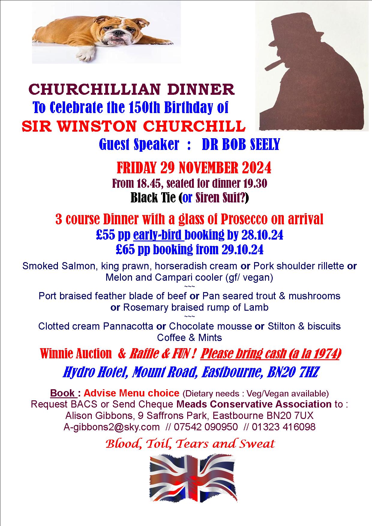 Flyer for Churchill Black Tie with details