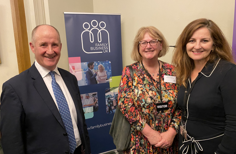 Small Business Minister Kevin Hollinrake, Alison Brewer and MP Caroline Ansell pictured together in Westminster