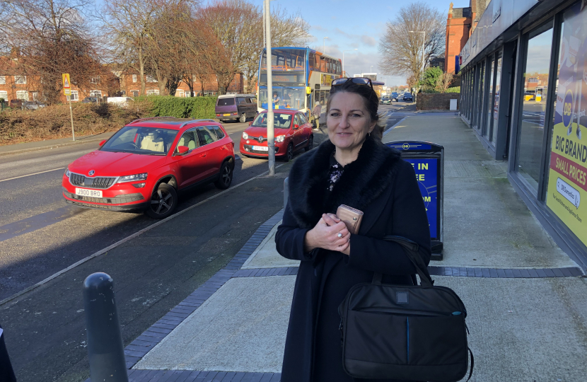 MP Caroline Ansell pictured outside DB Domestics, Devonshire Ward