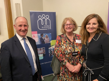 Small Business Minister Kevin Hollinrake, Alison Brewer and MP Caroline Ansell pictured together in Westminster