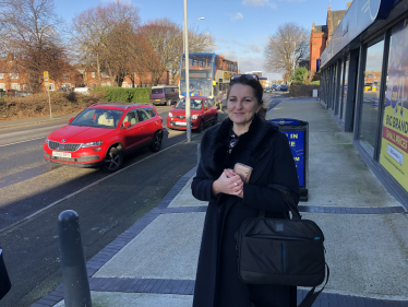 MP Caroline Ansell pictured outside DB Domestics, Devonshire Ward