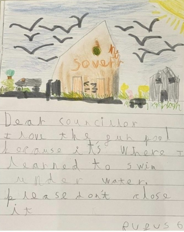 Image of Letter and drawing from Rufus aged 6 to Cllr. Shore